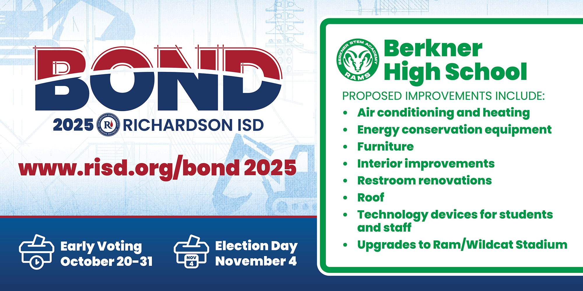 Richardson ISD Bond 2025 Berkner High School PROPOSED IMPROVEMENTS INCLUDE: