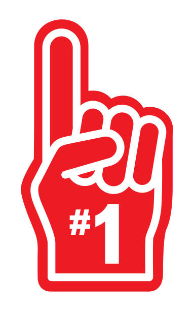 Vector illustration of a number one red and white sports hand with a #1 on it.