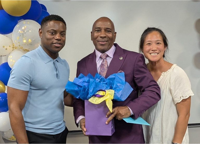 FLA celebrated Mr. Roger Westbrook's retirement. Pictured are Principal: Mr. Goree, Mr. Roger Westbrook, and Assistant Principal: Mrs. Kim