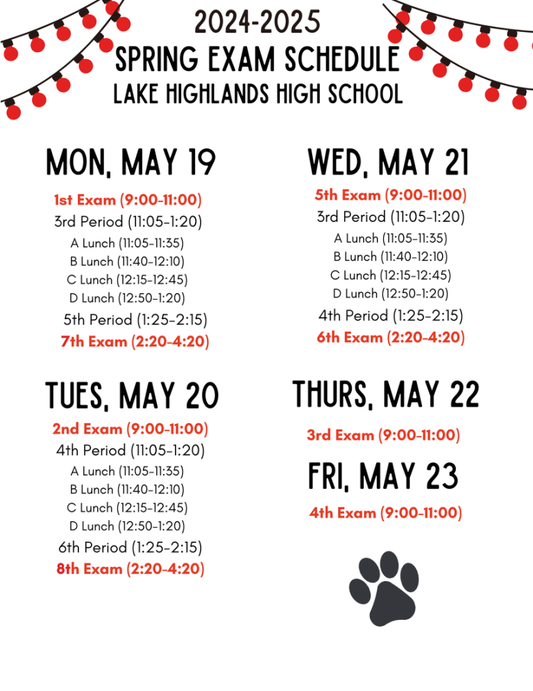 24-25 Spring Final Exam Schedule