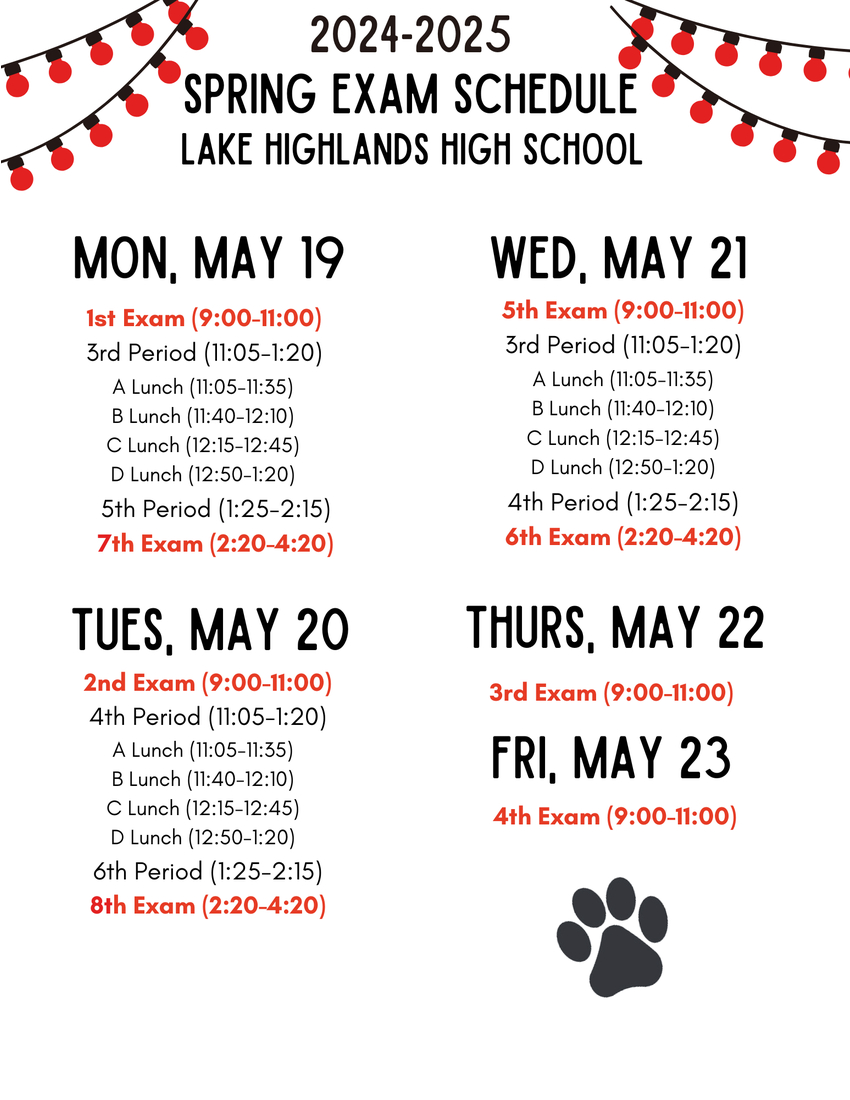24-25 Spring Final Exam Schedule