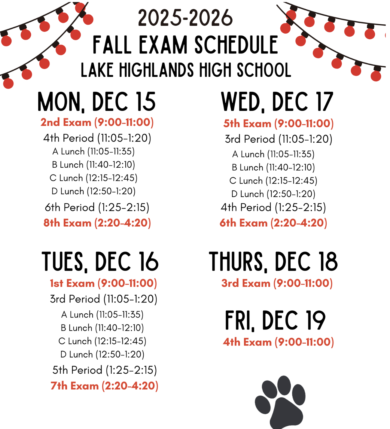 Fall Final Exam Schedule