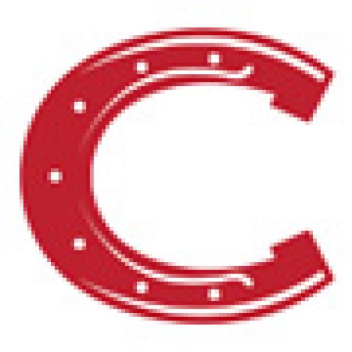 red sideways horseshow to look like the letter C to represent Mohawk Colts