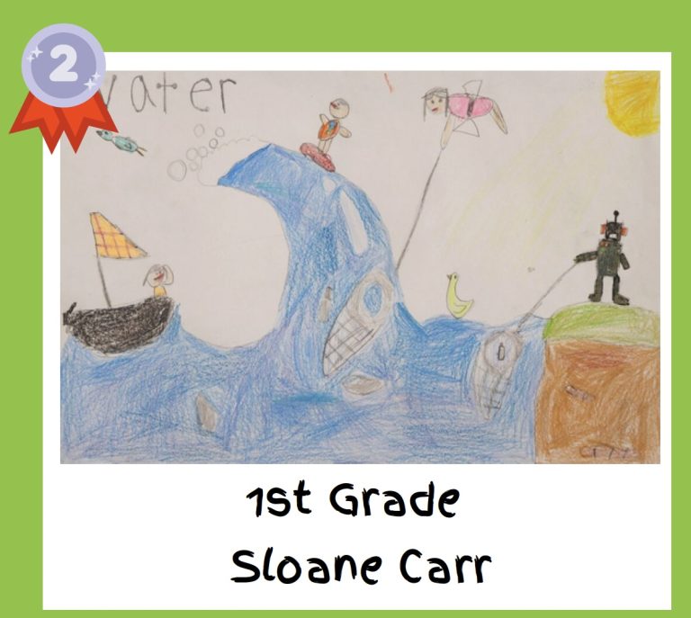 Colorful artwork by Mohawk Elementary first grader Sloane Carr, winner of second place in the Trinity River Authority’s 2025 Art Contest.