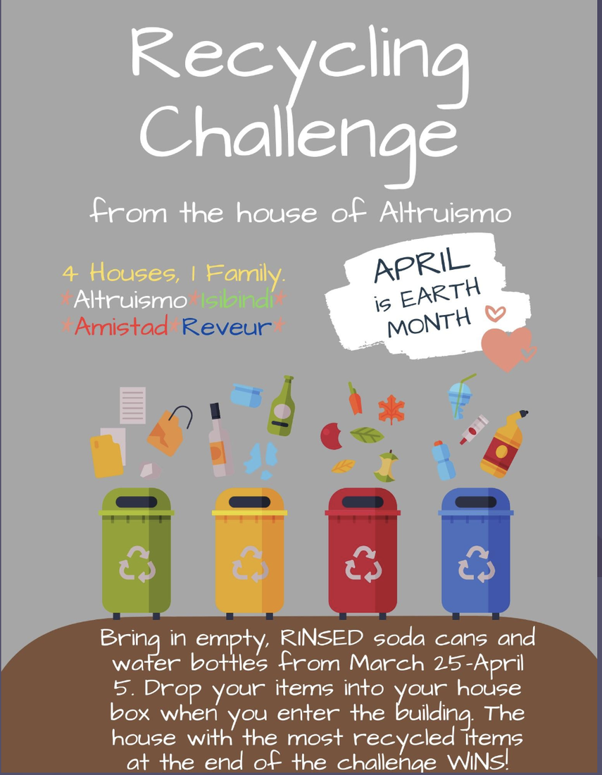 recycling challenge from the house of altruismo. Bring in EMPTY and CLEAN soda cans for house points