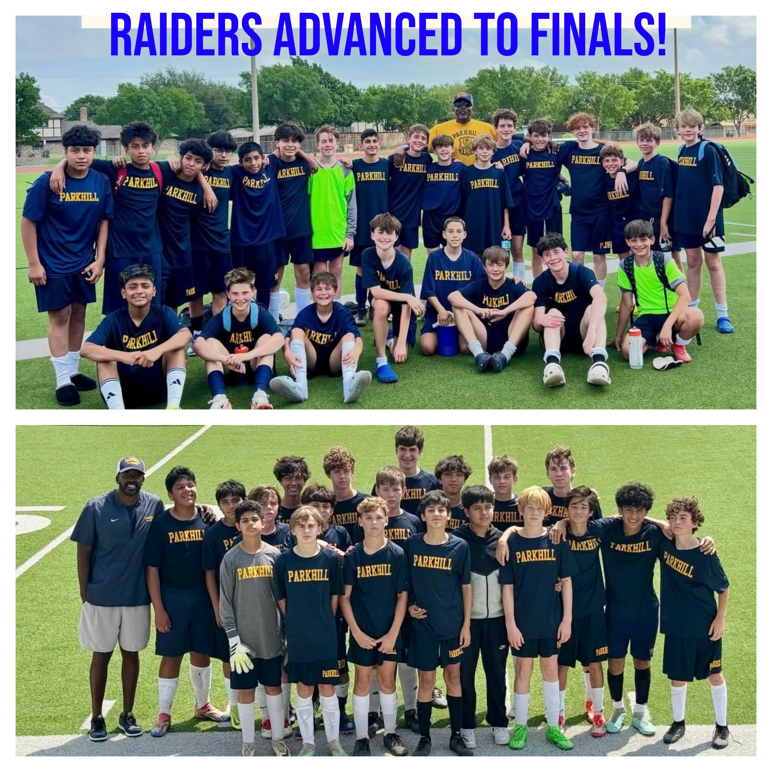 Raiders Advanced to Finals Boys Soccer Teams Pose for a Photo