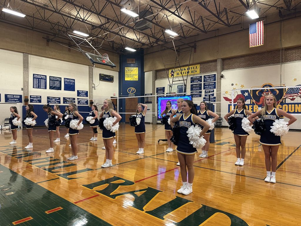 First day of school cheerleaders prepare for 7th grade assembly