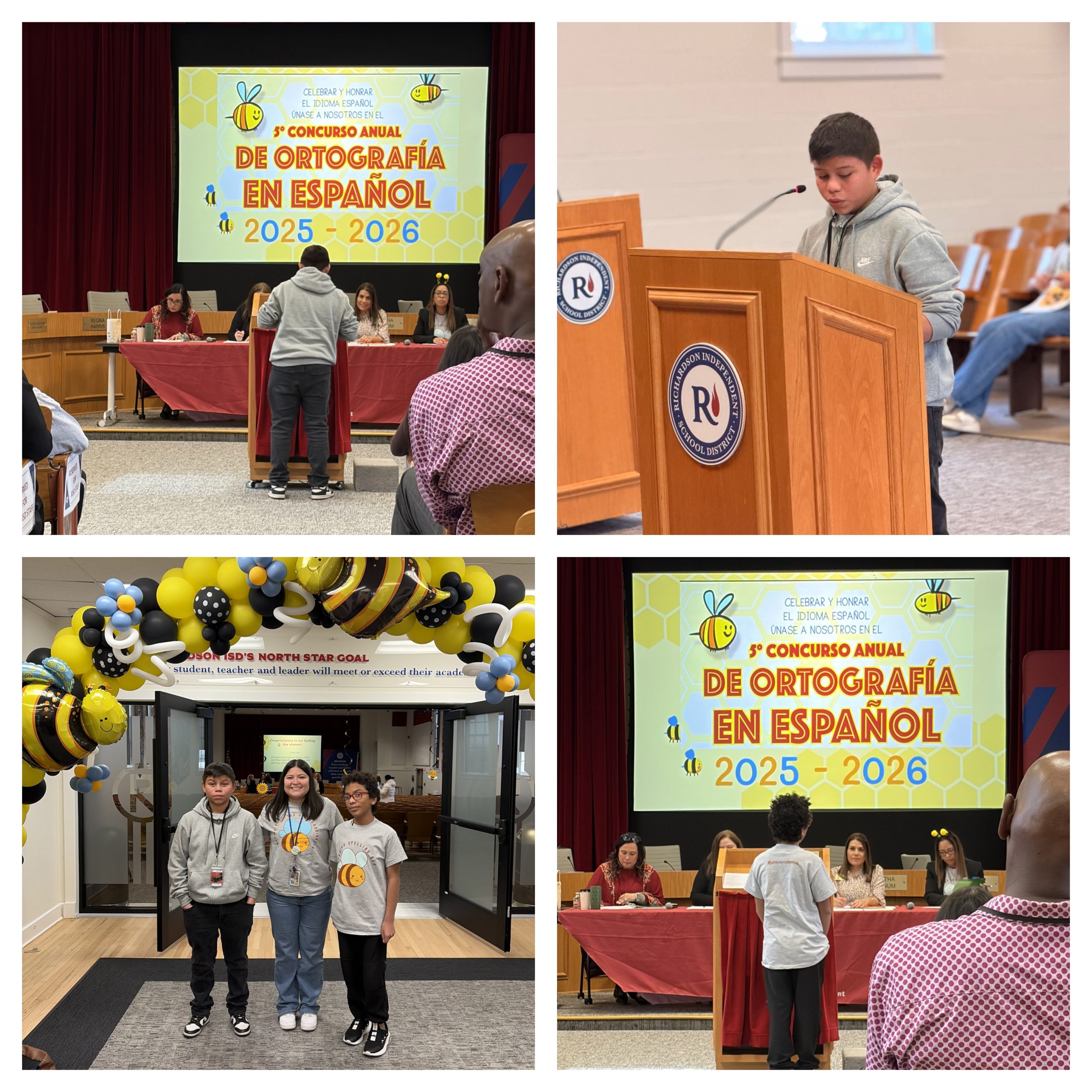 Four photos of our Parkhill representatives at the district’s Spanish Spelling Bee