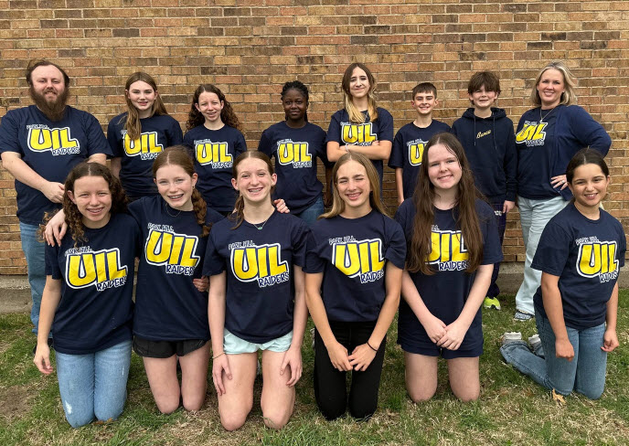 Students posing with Parkhill Teachers in Parkhill UIL Tshirts