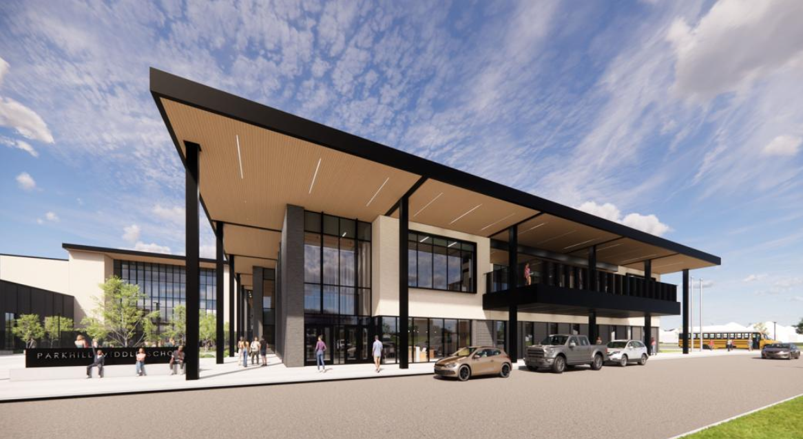 Mockup of future ParkHill Middle School exterior