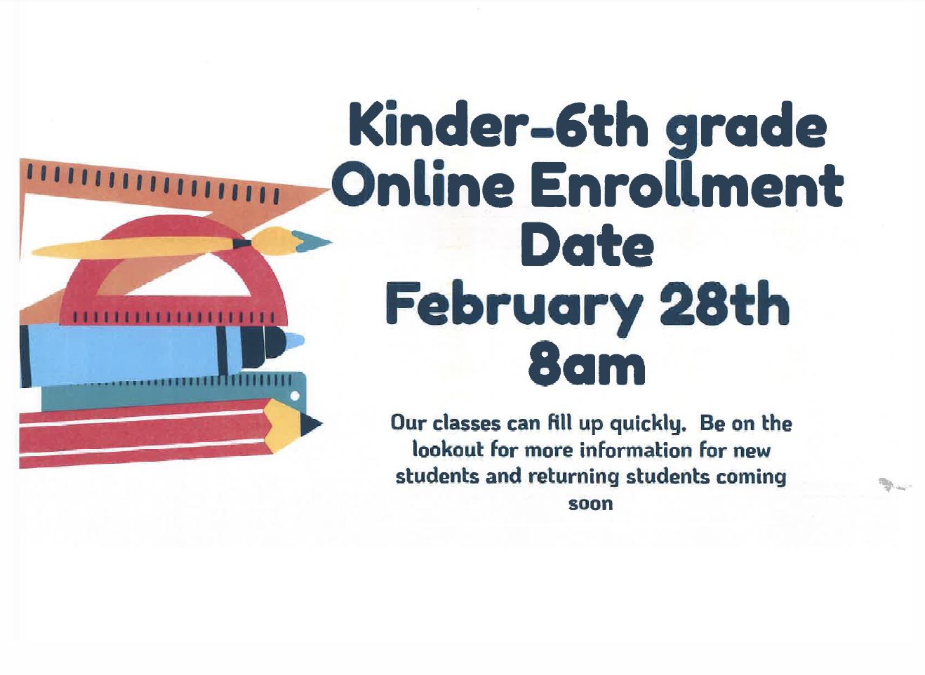 k-6 online enrollment for 2023-2024 is on February 28 at 8am