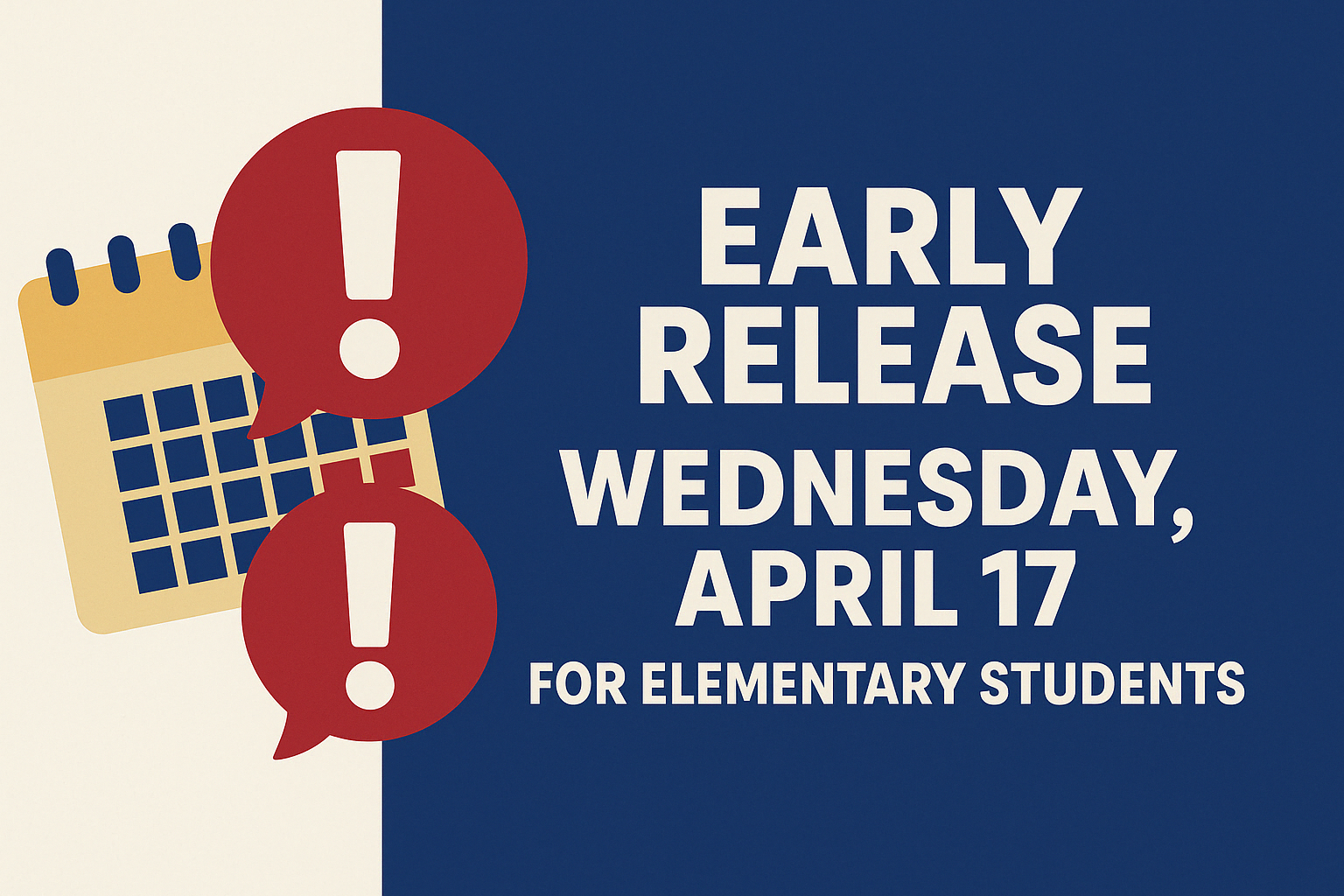 Early Release Wednesday, April 17 for Elementary Students