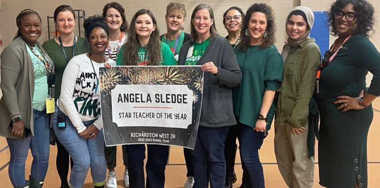Angela Sledge receiving the Star Teacher Award