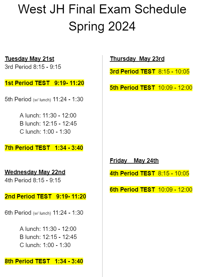 Final Exam Schedule