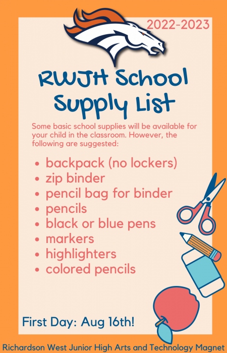 RWJH School Supply List