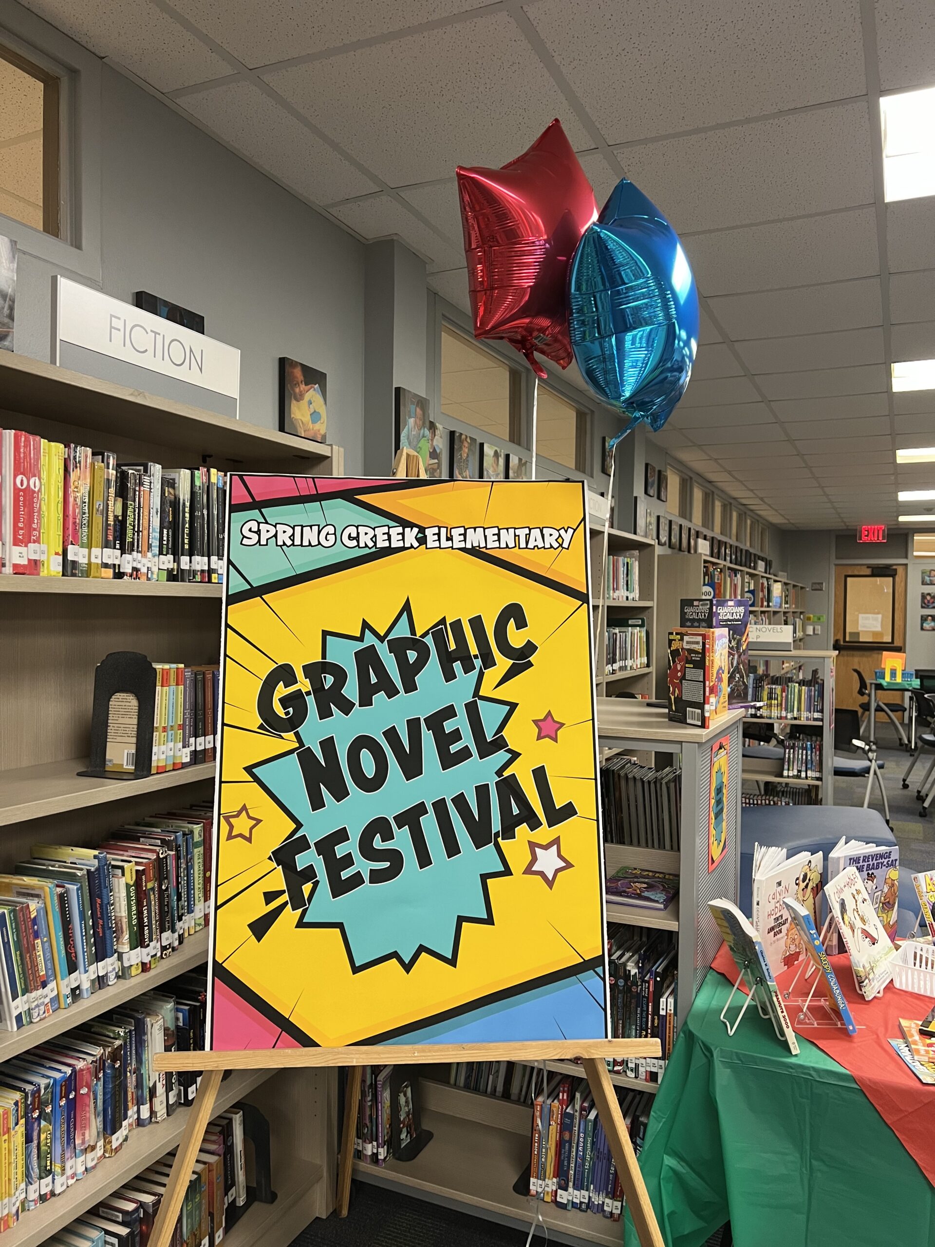 Graphic Novel Festival poster in school library