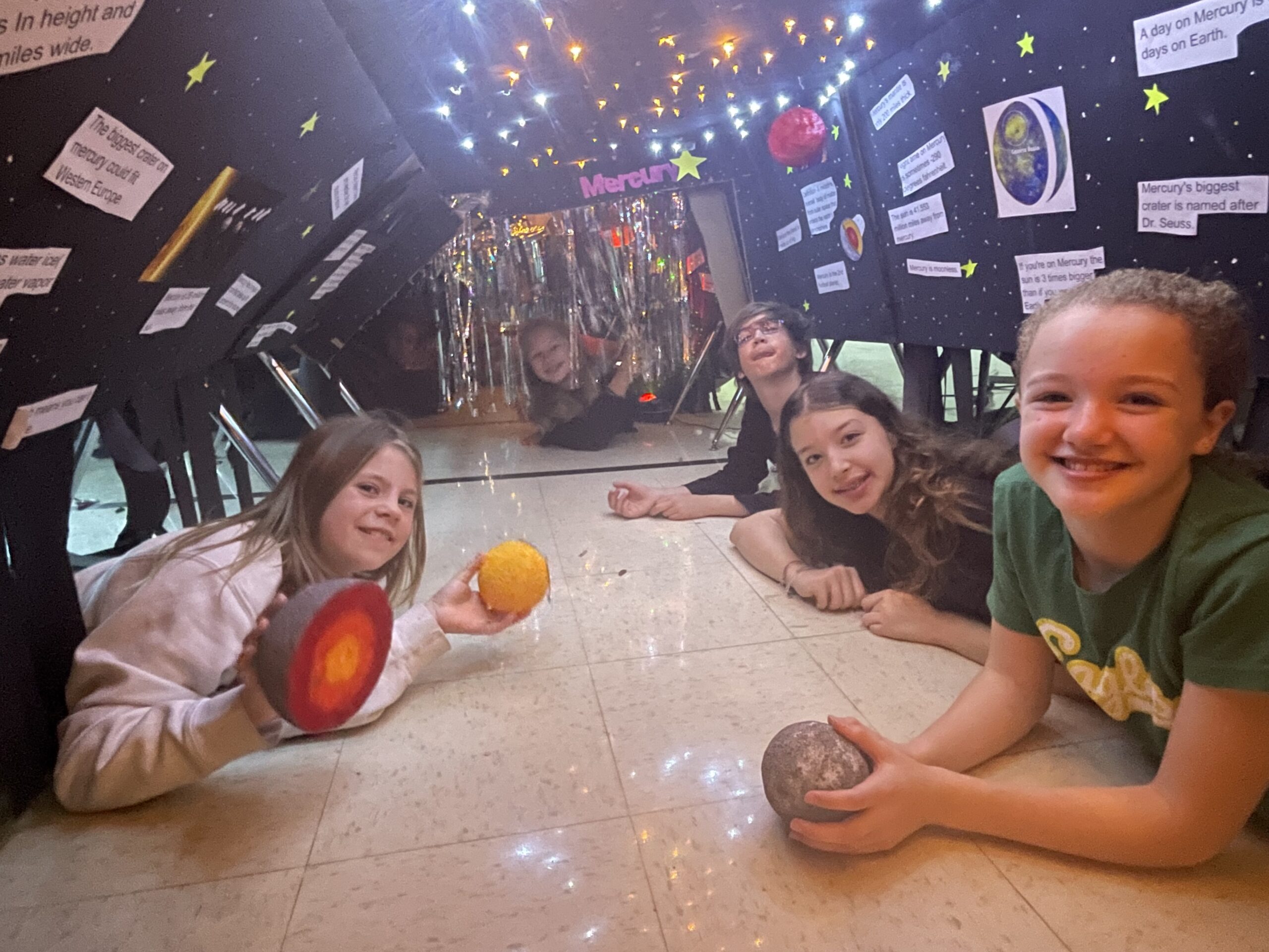 Students inside the planetarium.