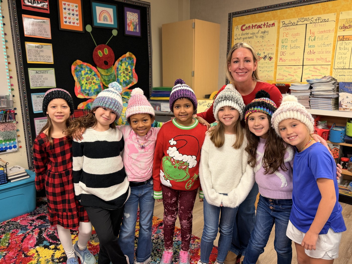 Spring Creek ES Teacher Knits One-of-a-kind Hats for Students