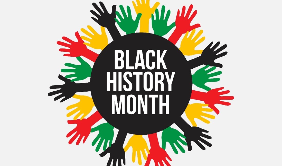 Black History Month with colors and hands.