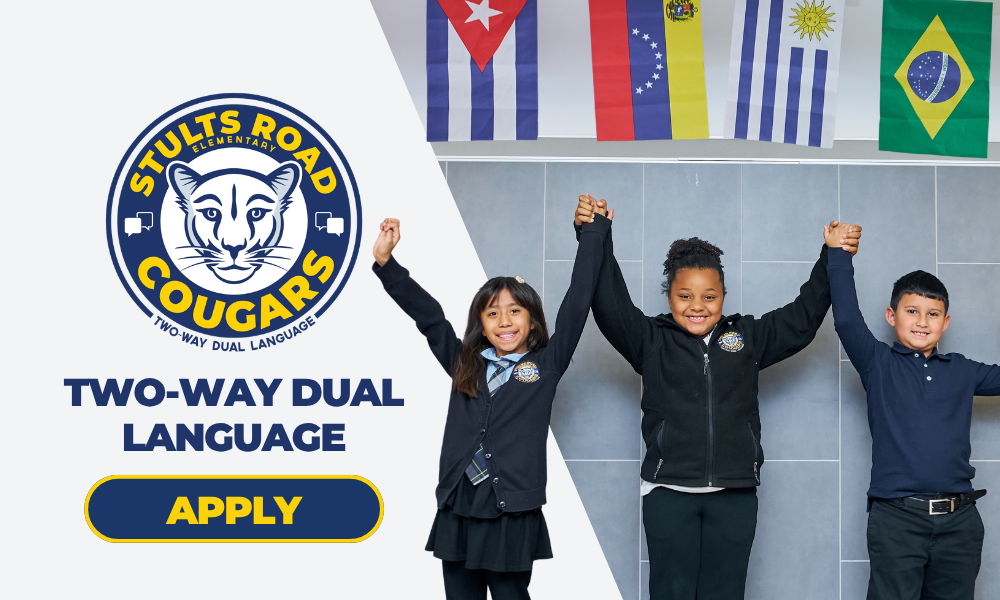 Stults Road Cougars logo - Two-Way Dual Language - APPLY