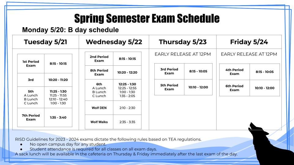 Spring Exam Schedule