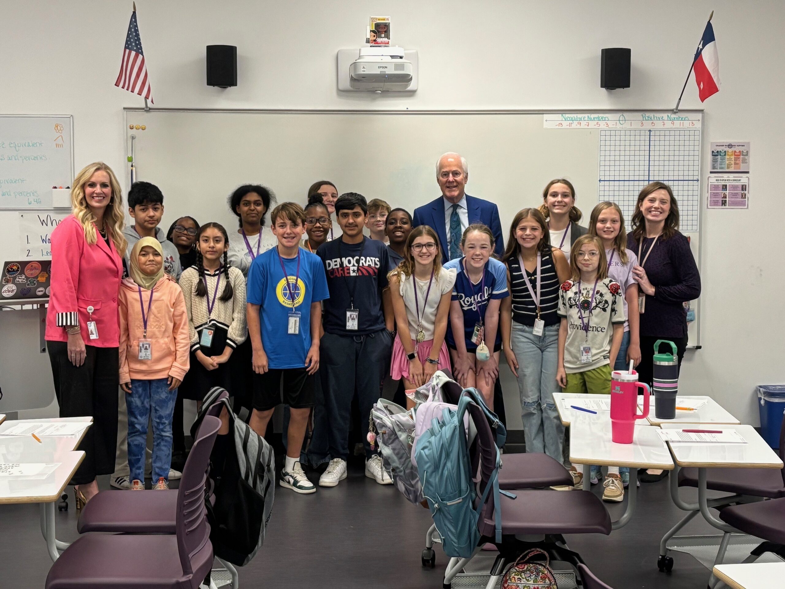 Senator Cornyn visiting a classroom.