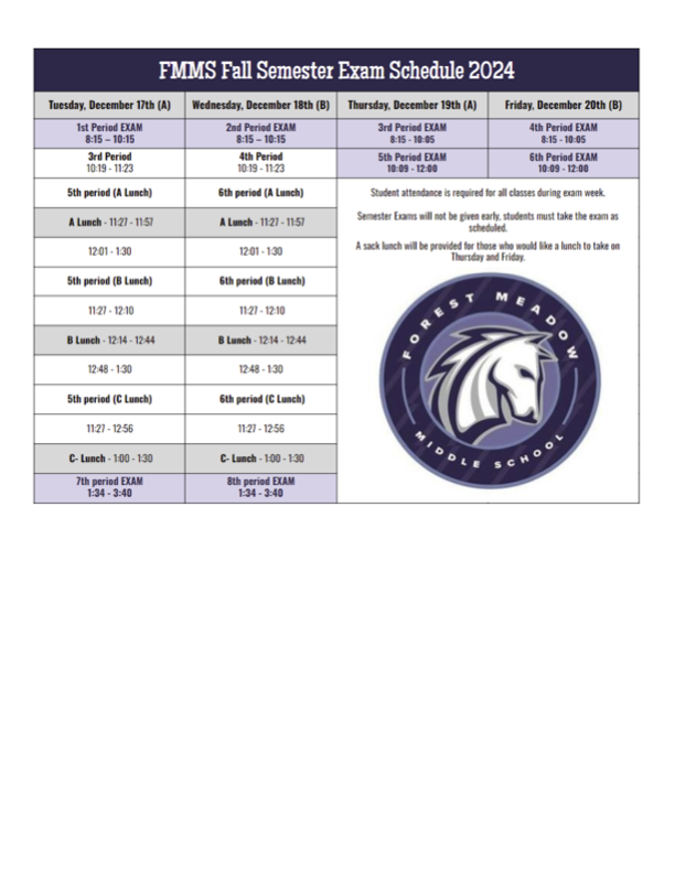 Semester Exam Schedule