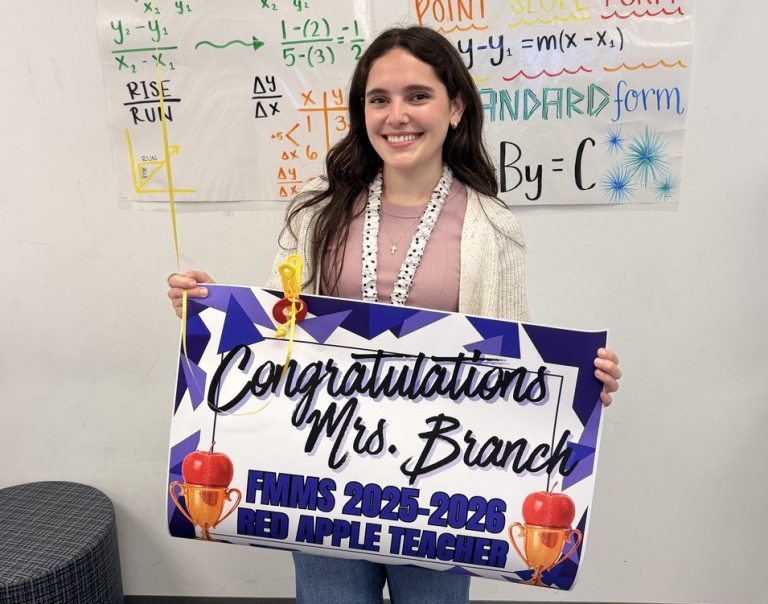 Mrs. Branch congratulations on FMMS 2025-2026 Red Apple Teacher