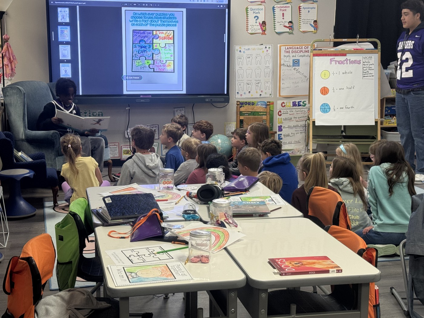 Chargers who visiting local elementary schools.
