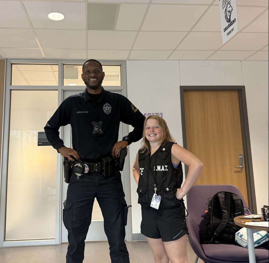 Students and staff dress like officer Crenshaw.