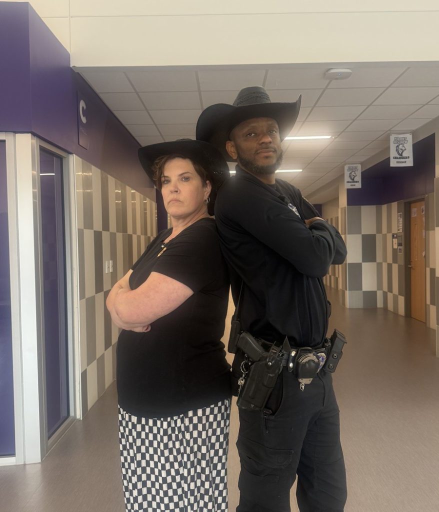 Students and staff dress like officer Crenshaw.