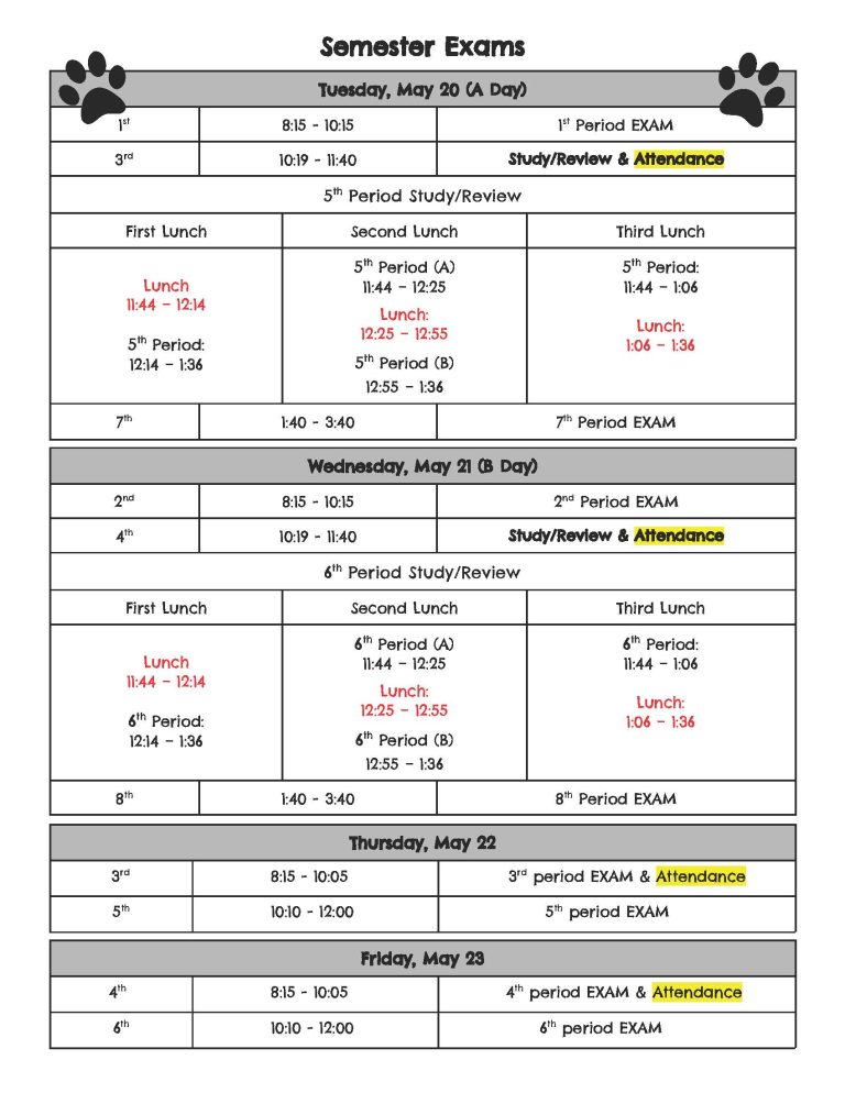 Spring 25 EXAM Schedule
