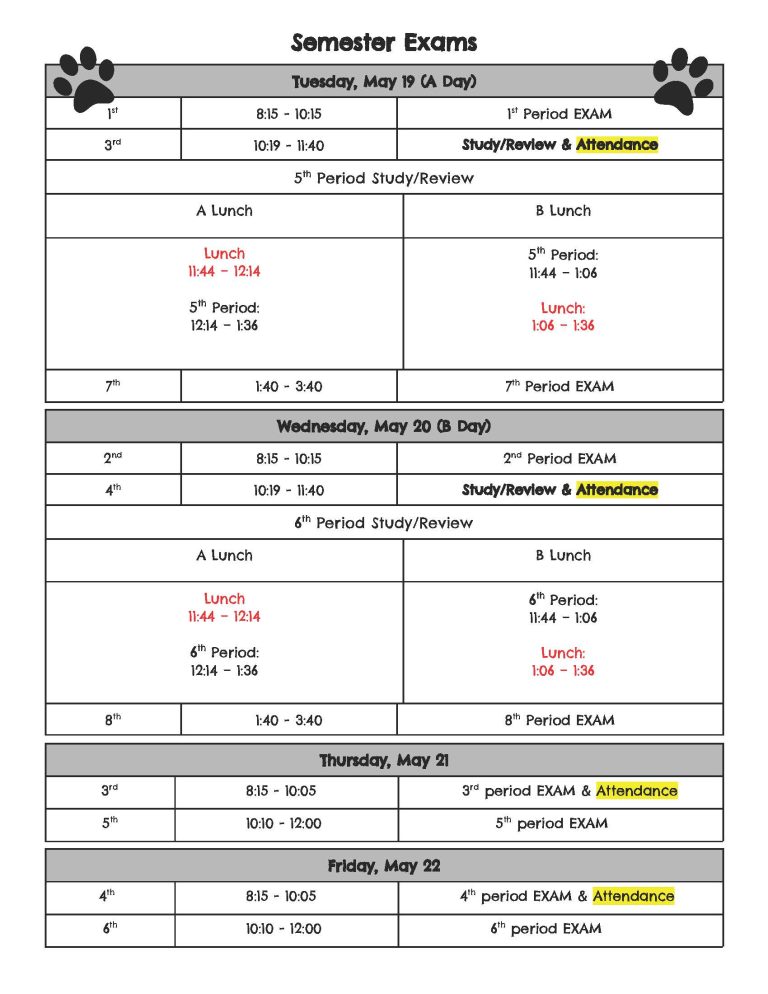 Spring 26 EXAM Schedule