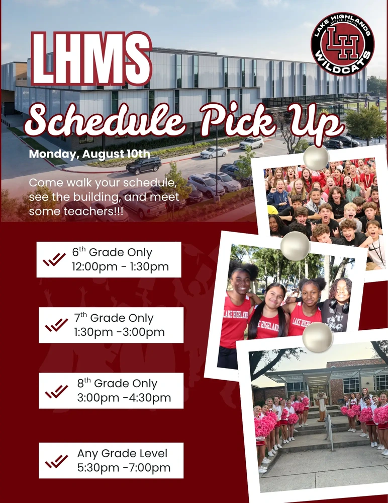 Schedule Pickup Times for LHMS